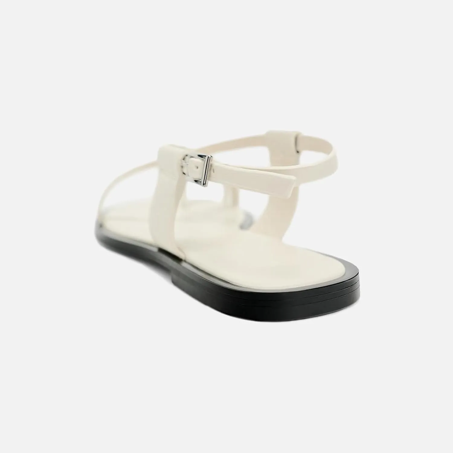 Lymphvity Women's Metal Toe Ring Strappy Flat Sandals Open Square Toe Gladiator Lace Up Sandals With Buckle Strap Casual Summer Beach Slides Sandal