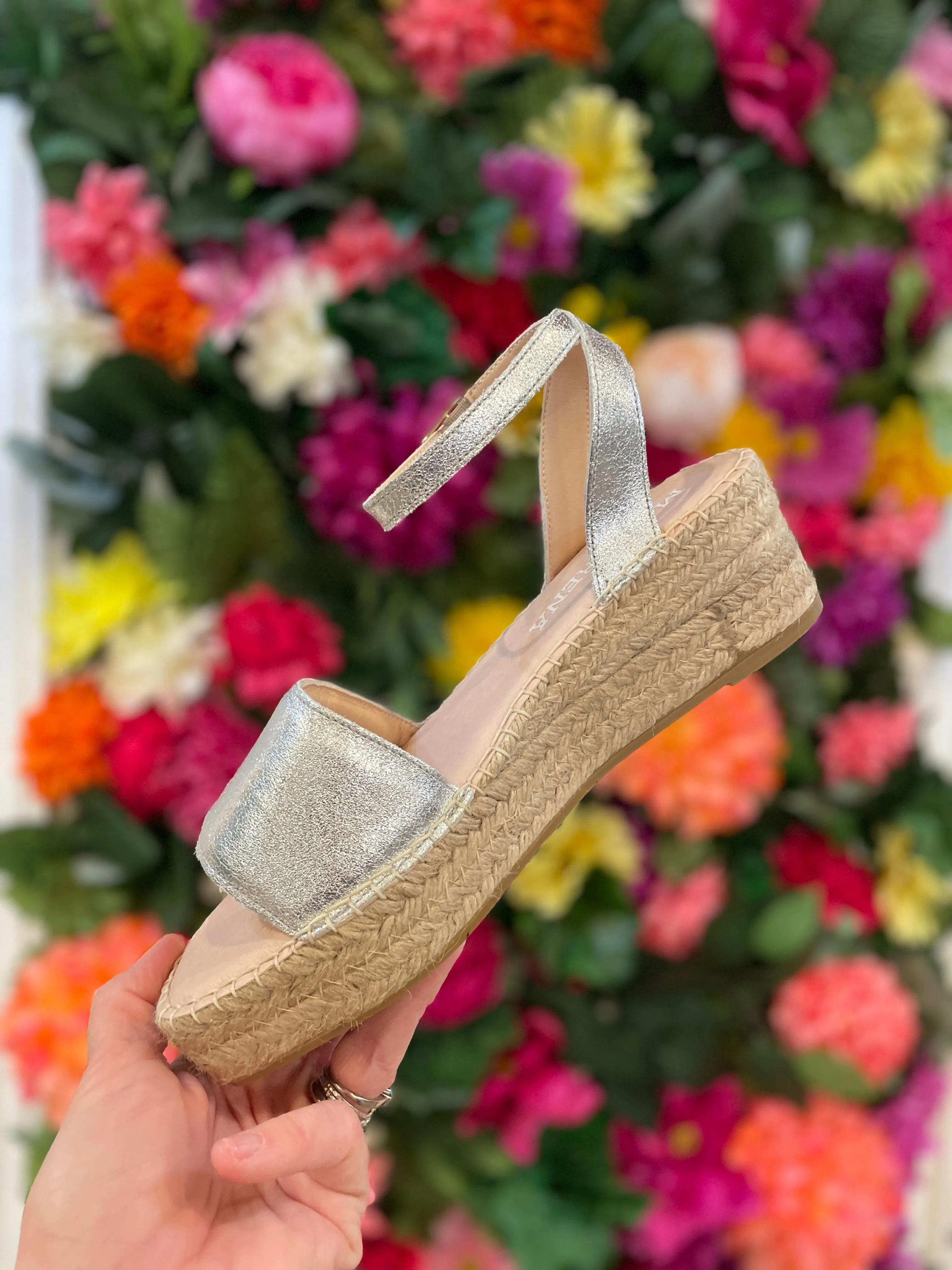 Macarena JAKI Platform Espadrilles in Platinum