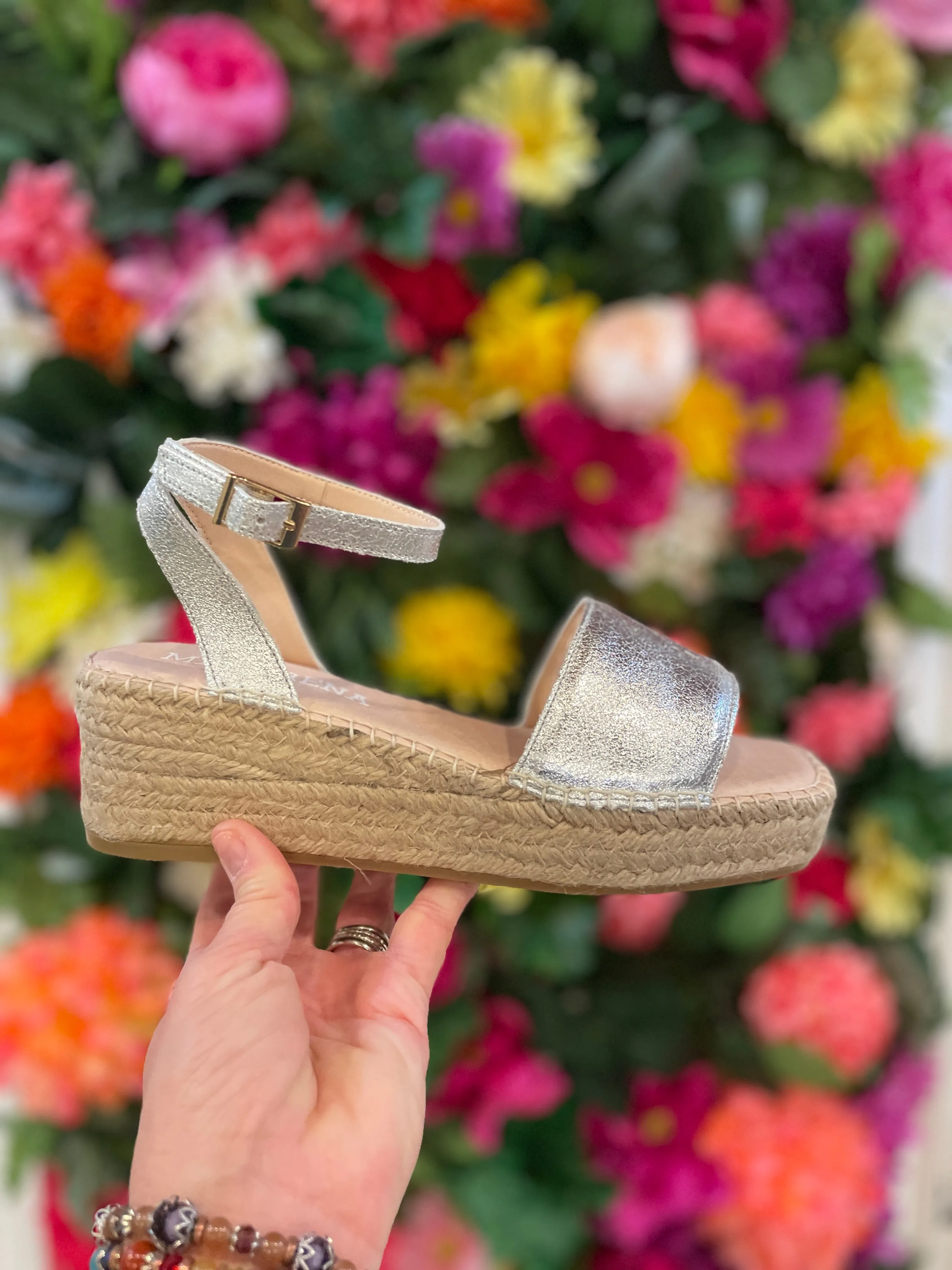 Macarena JAKI Platform Espadrilles in Platinum