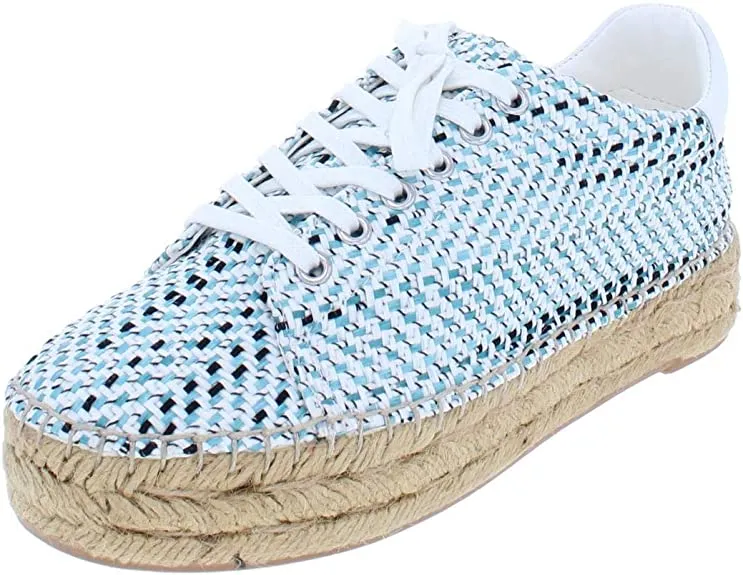 Marc Fisher Womens Mandi 3 Jute Leather Trim Espadrilles Blue 8 Medium (B,M)