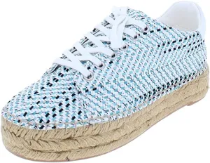 Marc Fisher Womens Mandi 3 Jute Leather Trim Espadrilles Blue 8 Medium (B,M)