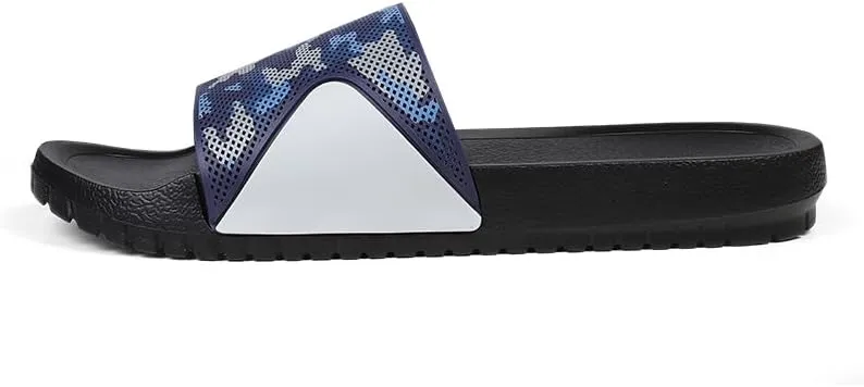 Men's Camouflage Slide Sandals, Flat Comfort Footbed, Indoor Outdoor Beach Slippers, Big Sizes