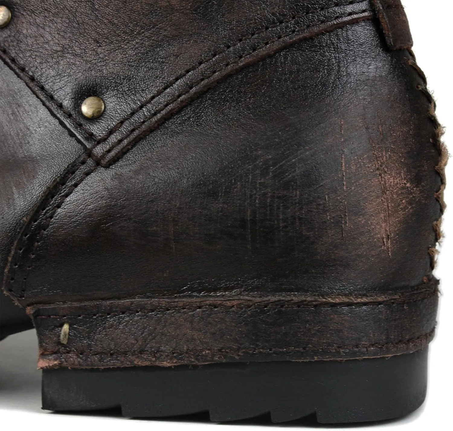 Men's Grippy Black Iron Piece Toe-tipped Design Chukka Boots Lace-up Motorcycle Casual Leather Dress Ankle Boot for Men Fashion 6015-3-A-R