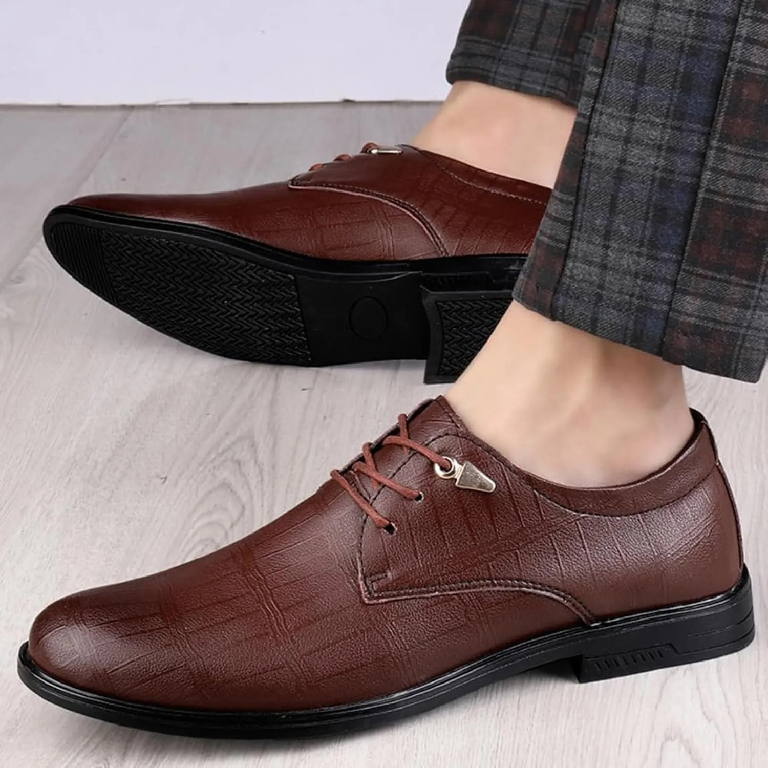 Men's Lace Up Genuine Leather Dress Shoes, Comfortable Monk Strap Loafers Classic Formal Business Shoes Elegant Office Party Wedding Stylish Non Slip