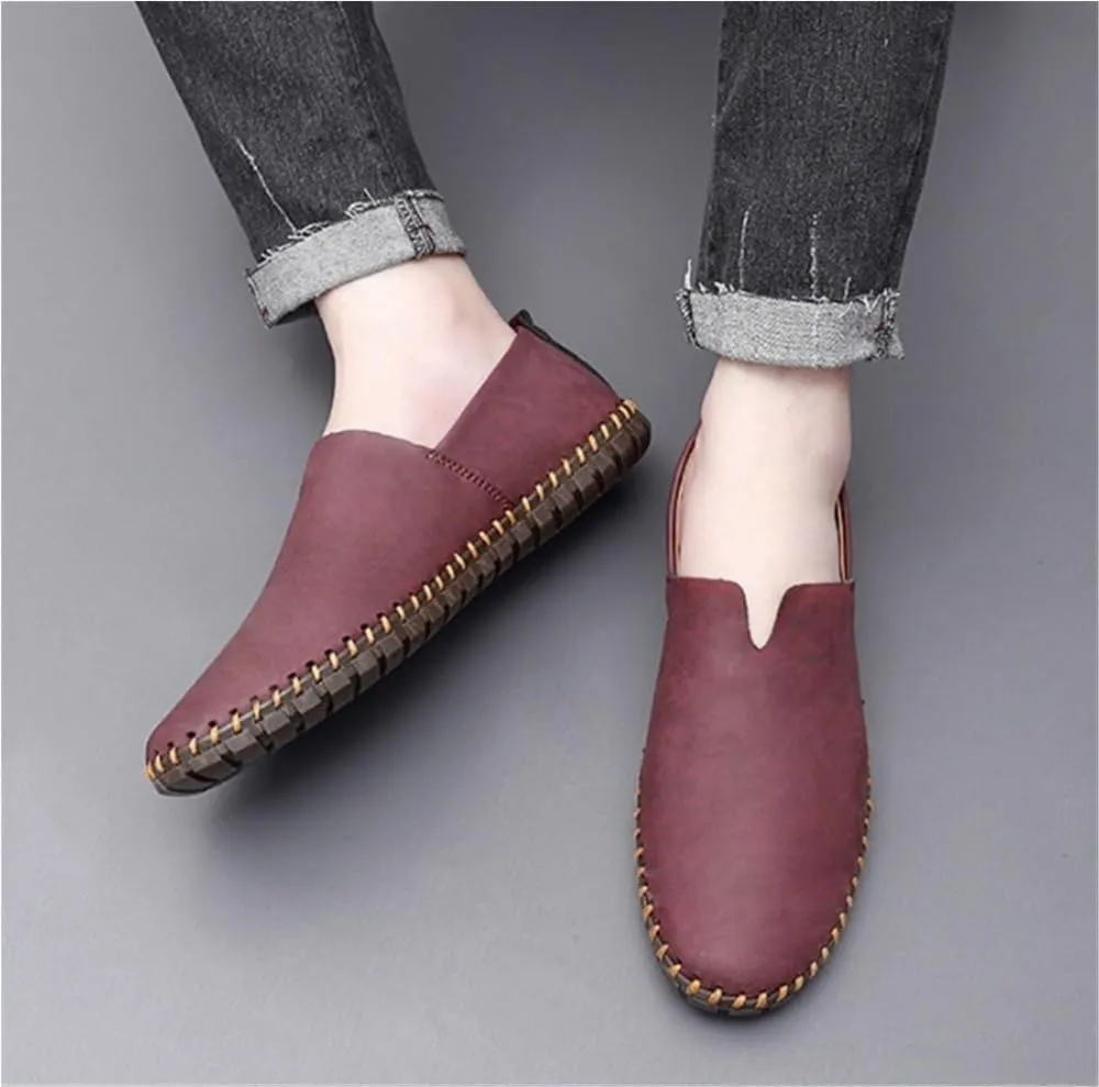Men's Loafers Shoes Leather Stitching Details Anti-Slip Lightweight Party Outdoor Slip-ons