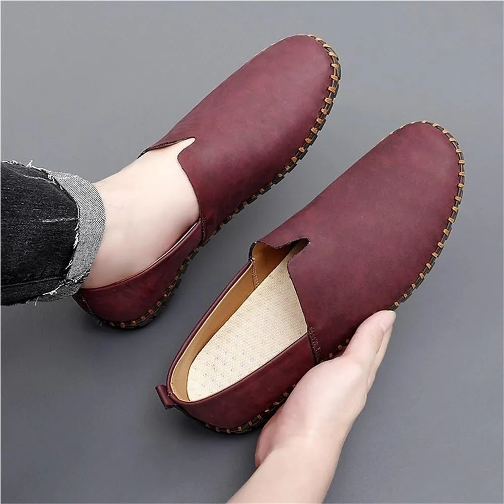 Men's Loafers Shoes Leather Stitching Details Anti-Slip Lightweight Party Outdoor Slip-ons