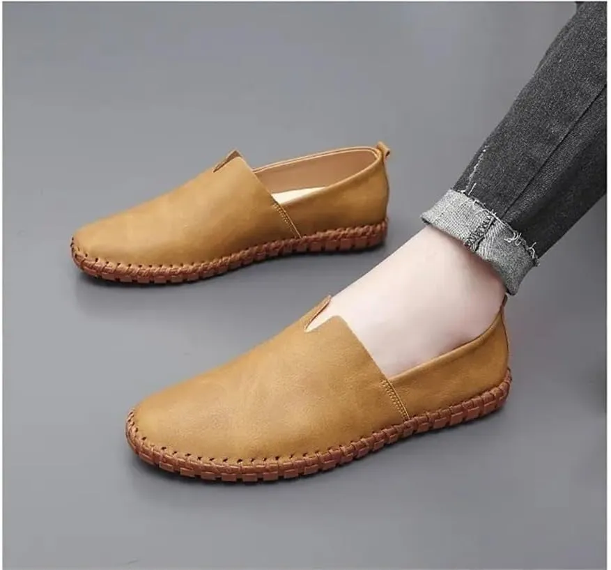 Men's Loafers Shoes Leather Stitching Details Anti-Slip Lightweight Party Outdoor Slip-ons