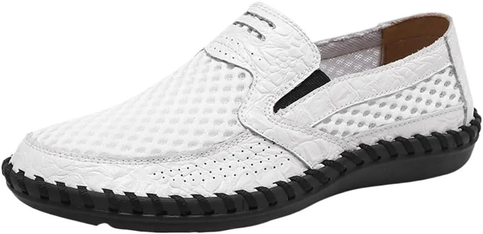 Mens Loafers Slip On Breathable Lightweight Comfortable Casual Shoes Round Toe Fashion Loafers Resistant Soft Walking Driving