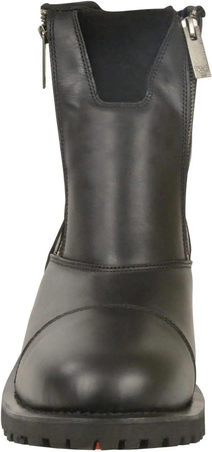 MEN'S MOTORCYCLE MOTORBIKE BOOTS PURE LEATHER DOUBLE SIDE ZIPPER BLACK BOOT