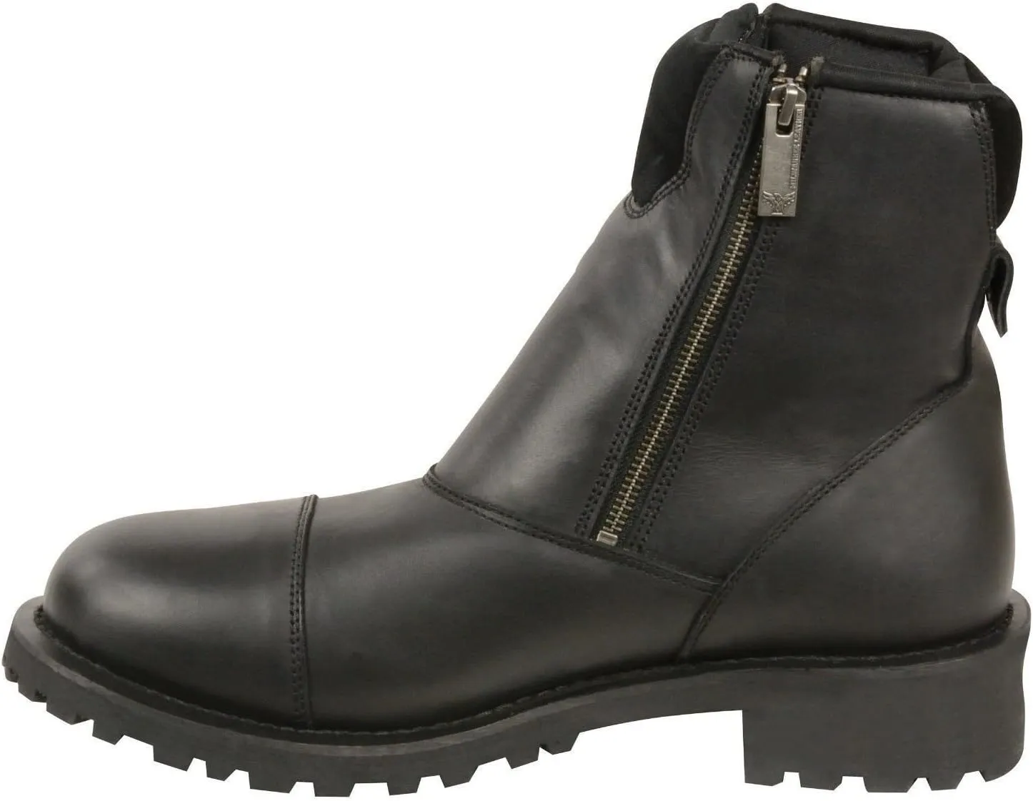 MEN'S MOTORCYCLE MOTORBIKE BOOTS PURE LEATHER DOUBLE SIDE ZIPPER BLACK BOOT