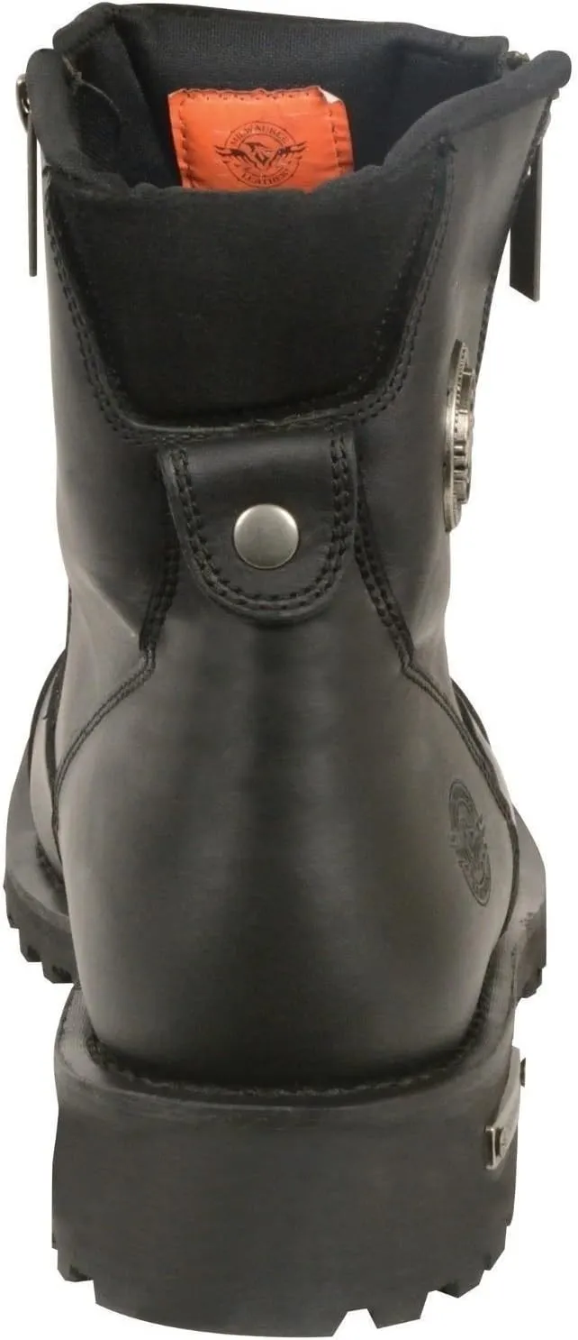 MEN'S MOTORCYCLE MOTORBIKE BOOTS PURE LEATHER DOUBLE SIDE ZIPPER BLACK BOOT
