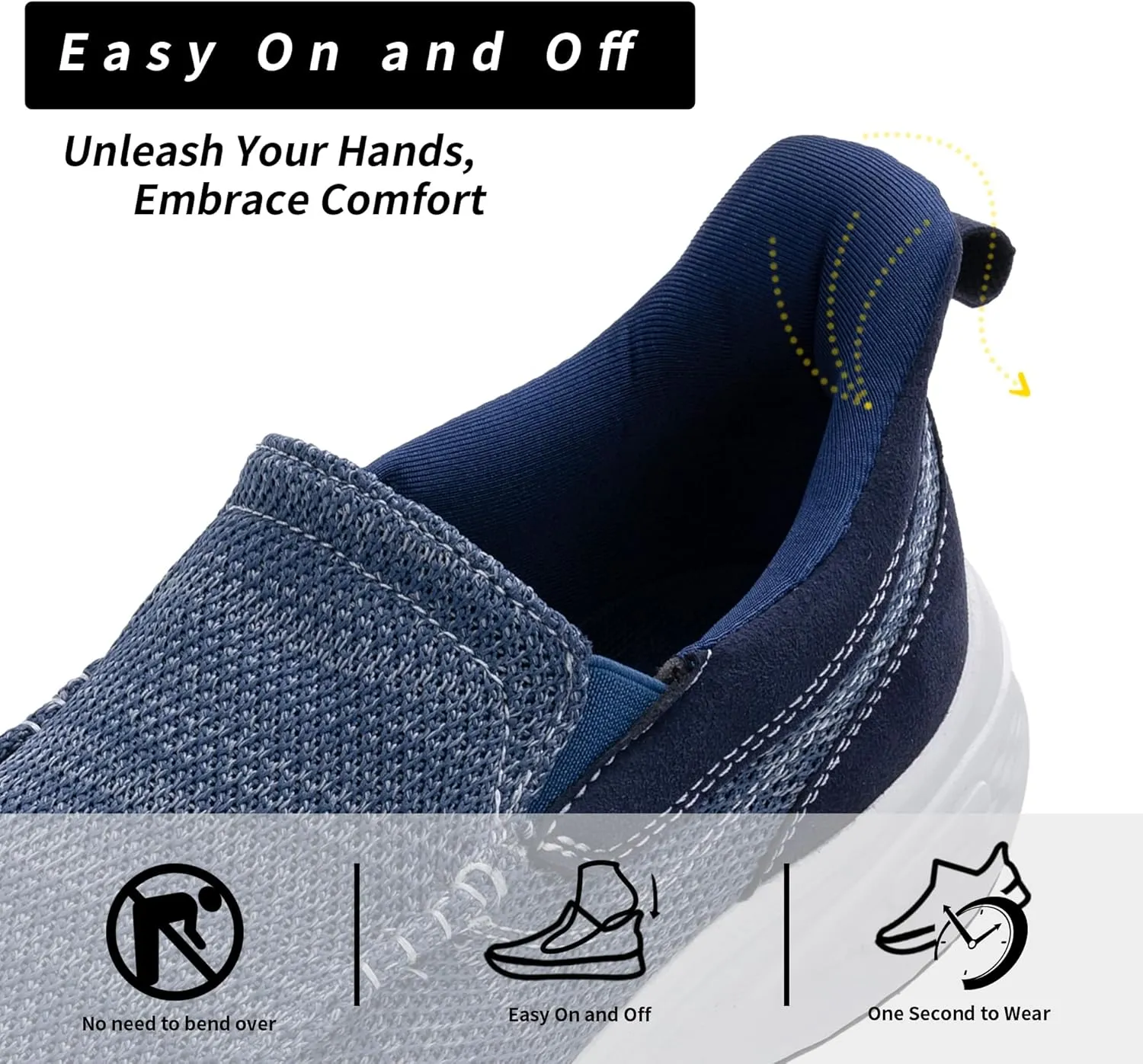 Men's Slip On Loafers | Causal Walking Shoes with Arch Support | Comfortable Lightweight Loafers for Plantar Fasciitis US 7-13