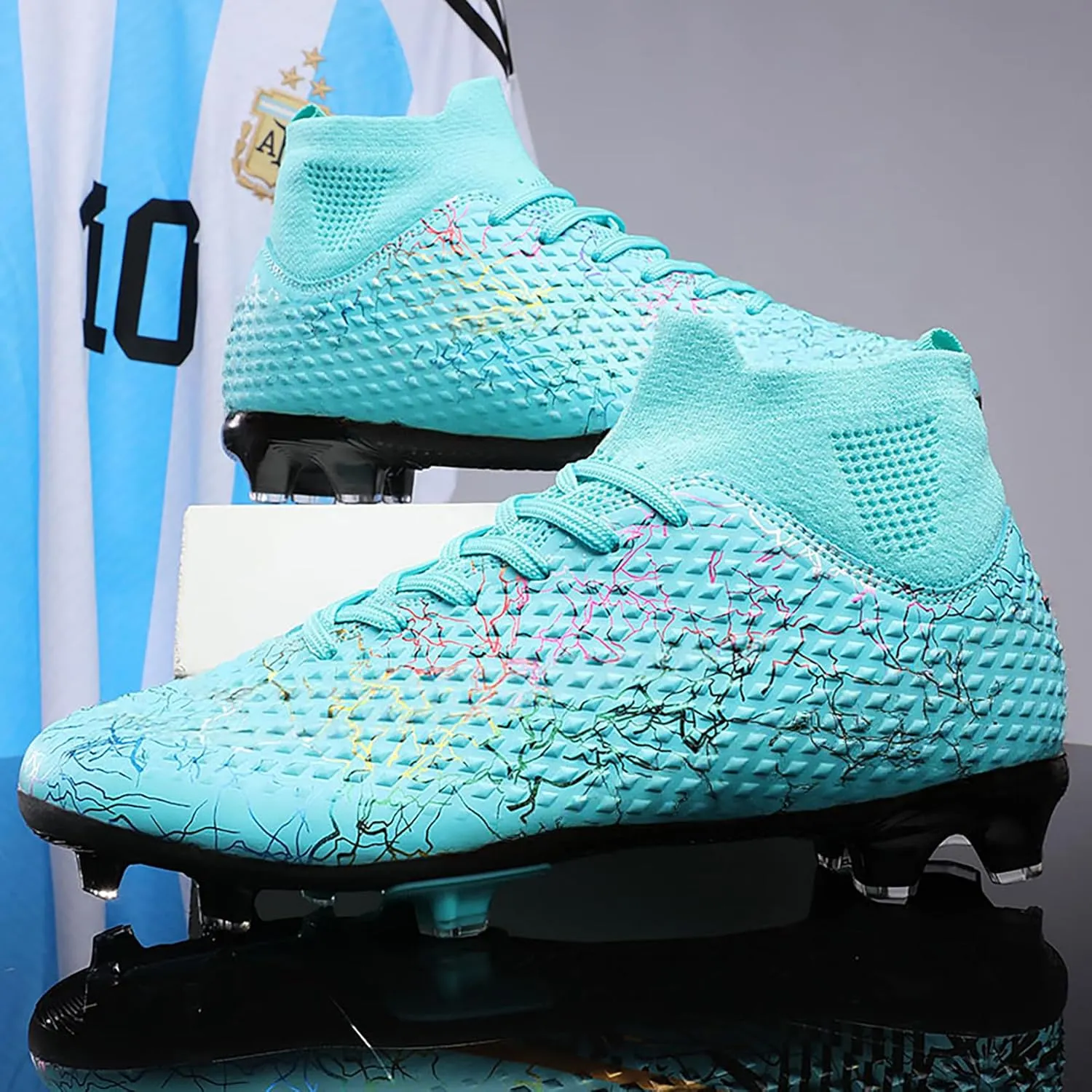 Men's Soccer Shoes High-Top Soccer Cleats Outdoor Breathable Athletic Professional Spikes Youth Boys Football Shoes Unisex