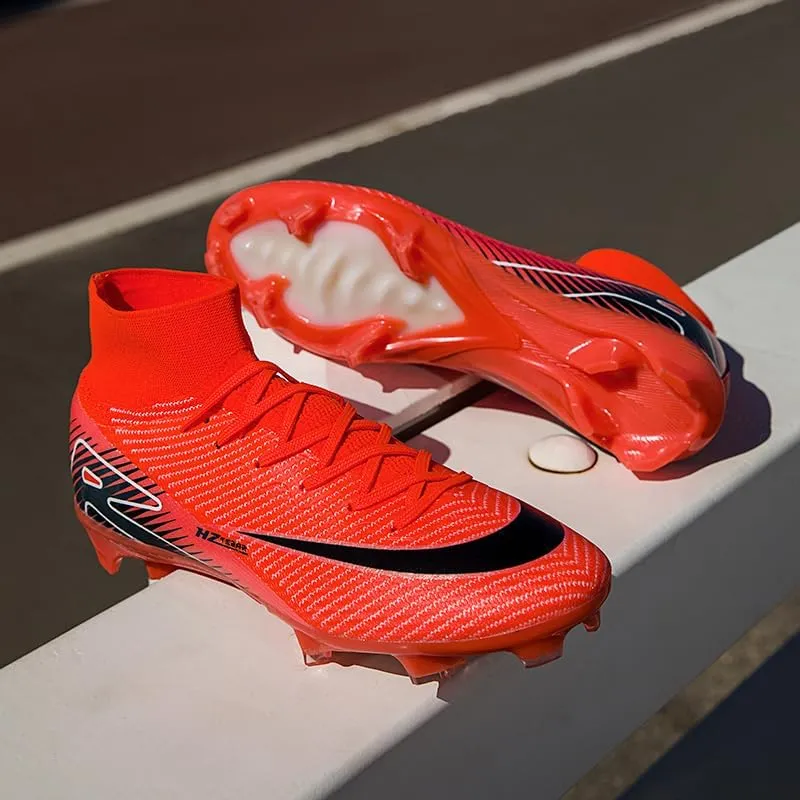 Men's Soccer Shoes High-Top Soccer Cleats Outdoor Breathable Athletic Professional Spikes Youth Boys Football Shoes Unisex