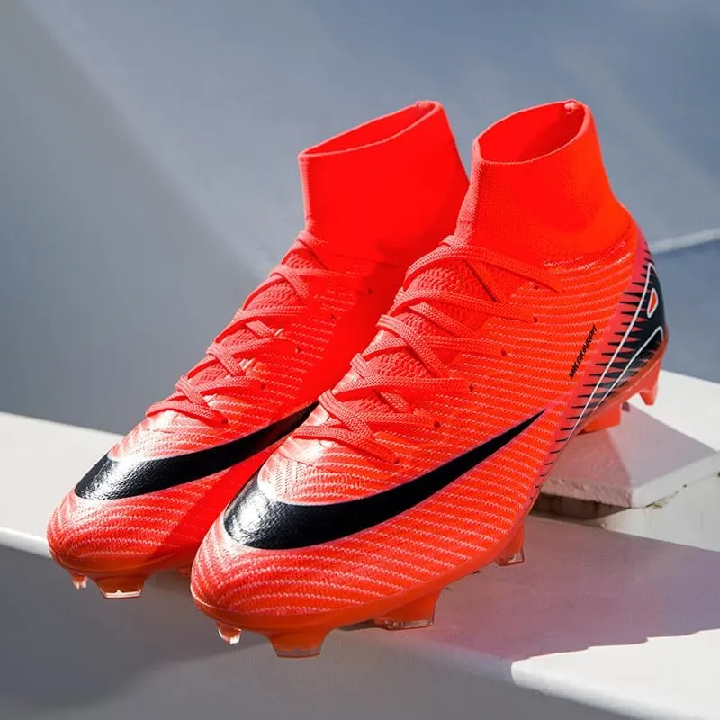 Men's Soccer Shoes High-Top Soccer Cleats Outdoor Breathable Athletic Professional Spikes Youth Boys Football Shoes Unisex