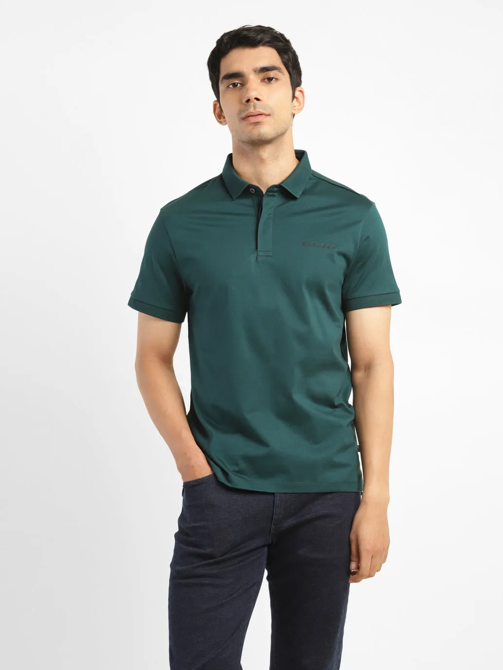 Men's Solid Polo Collar T-Shirt