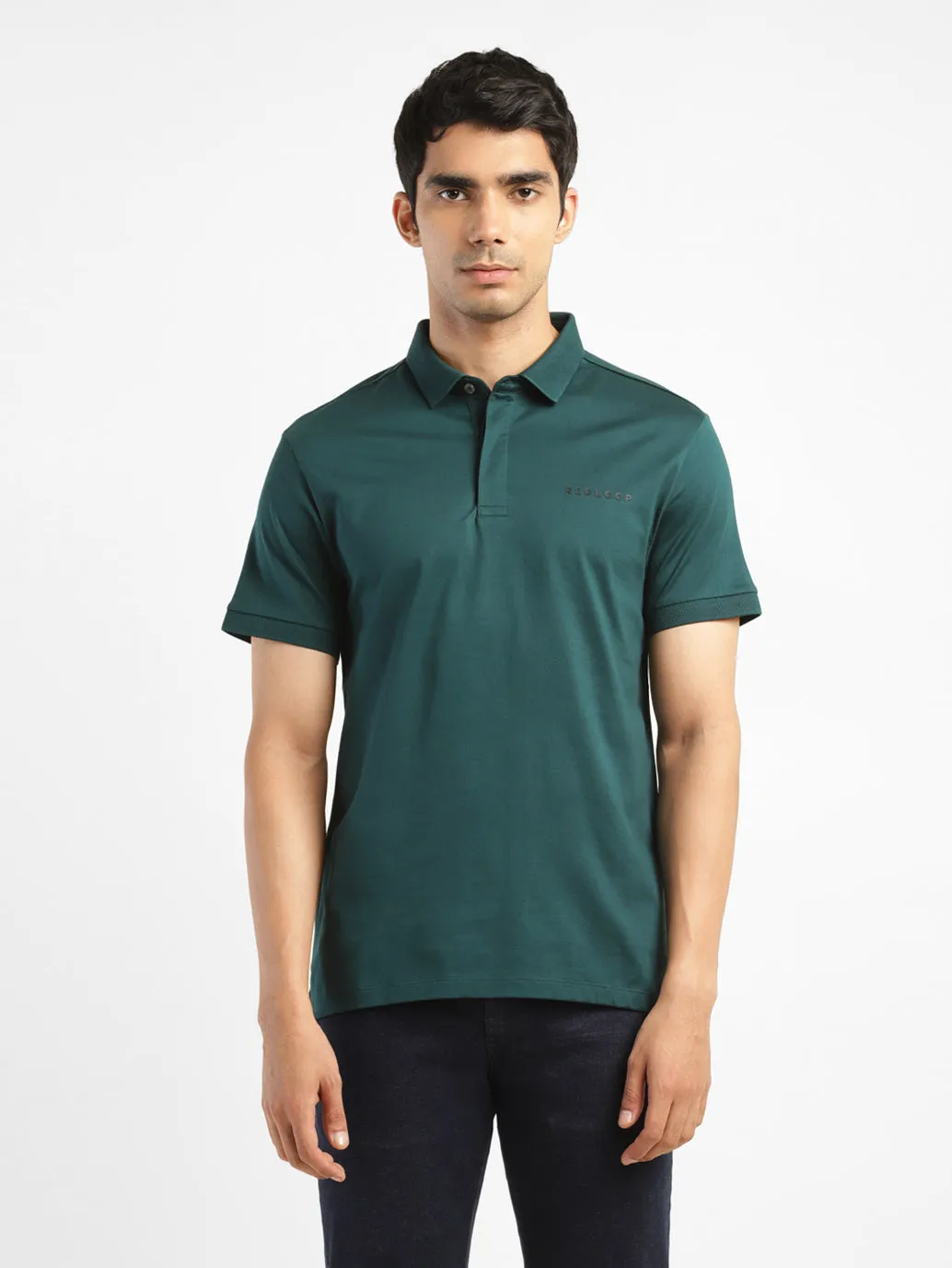 Men's Solid Polo Collar T-Shirt