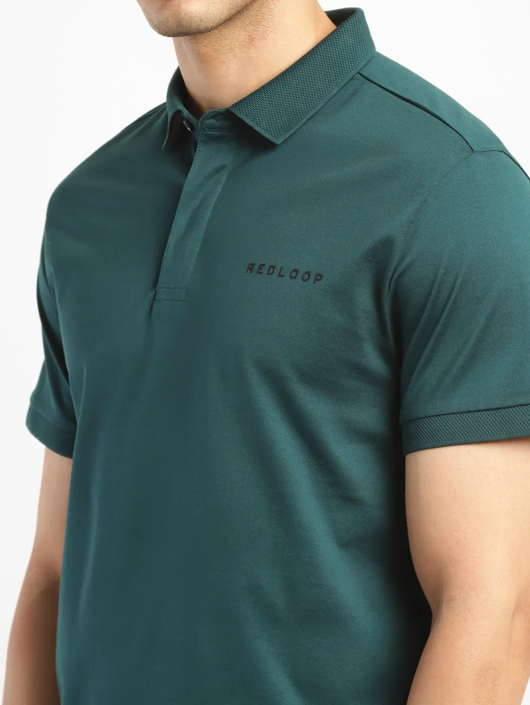 Men's Solid Polo Collar T-Shirt