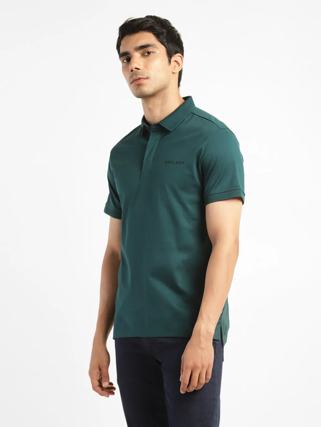 Men's Solid Polo Collar T-Shirt