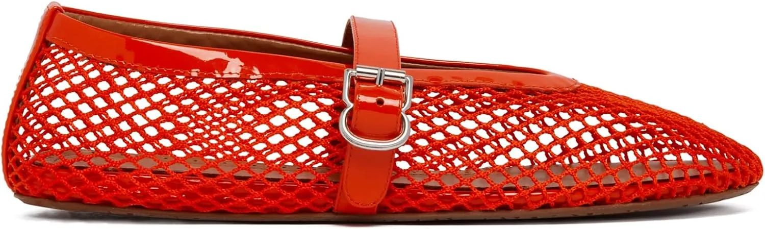 Mesh Ballet Flats for Women Buckle Strap Comfortable Mary Jane Shoes Ladies Wide Width Casual Dress Ballerina Flats