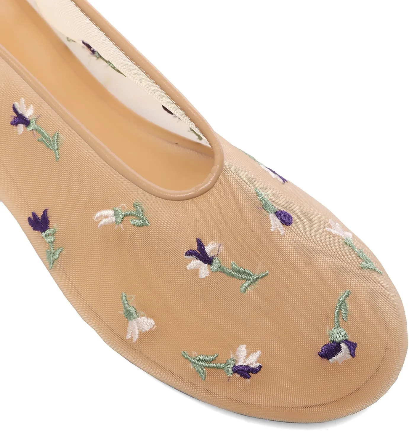 Mesh Ballet Flats for Women Round Toe Slip On Ballerina Mary Jane Shoes Tulle Comfortable Casual Dress Shoes