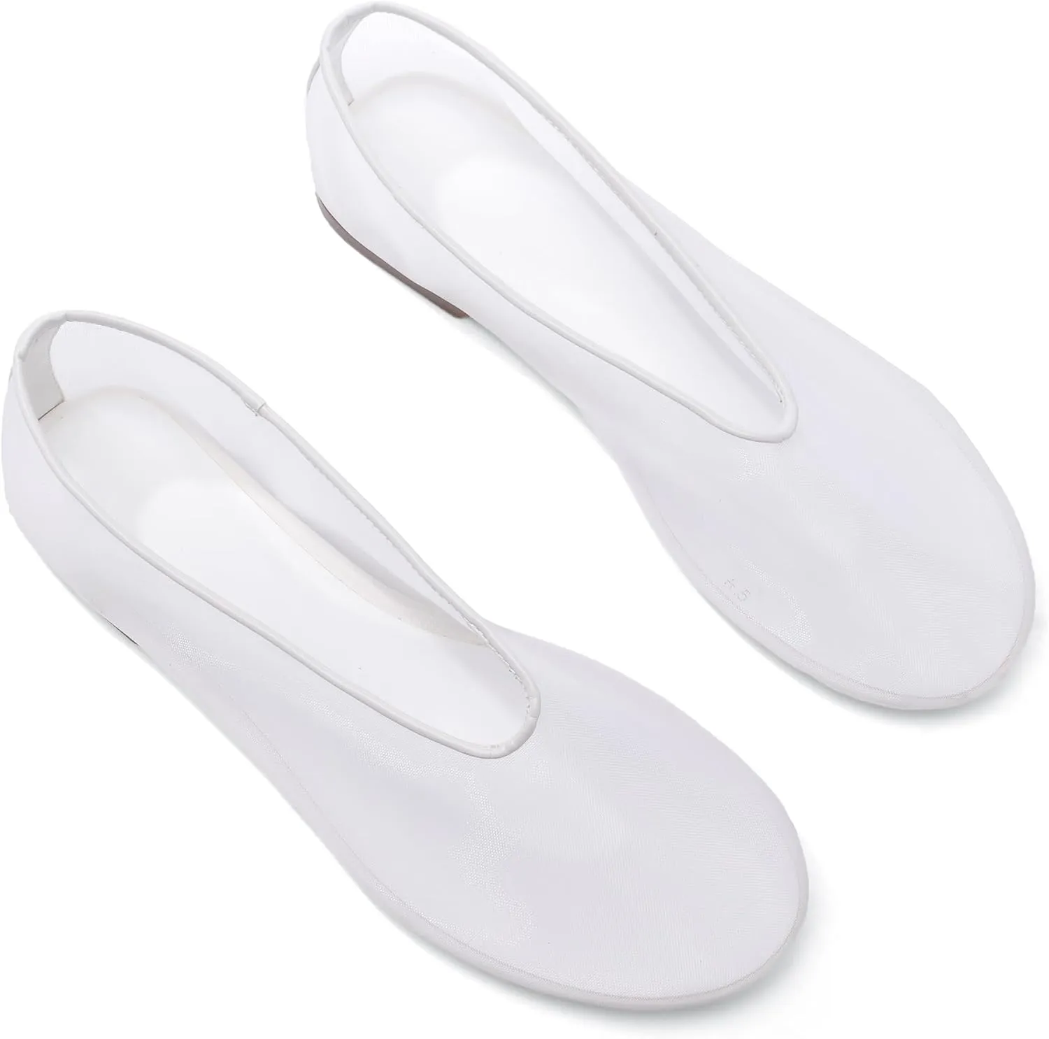 Mesh Ballet Flats for Women Round Toe Slip On Ballerina Mary Jane Shoes Tulle Comfortable Casual Dress Shoes