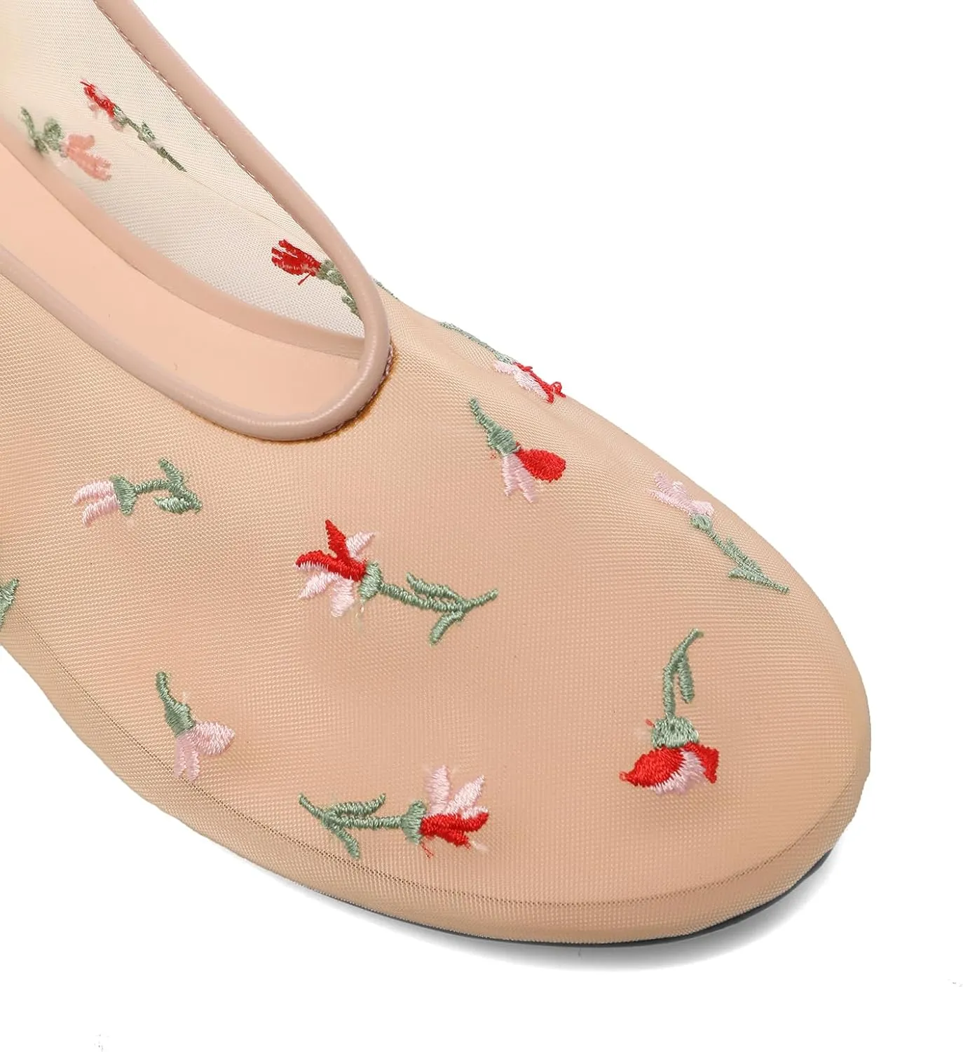 Mesh Ballet Flats for Women Round Toe Slip On Ballerina Mary Jane Shoes Tulle Comfortable Casual Dress Shoes