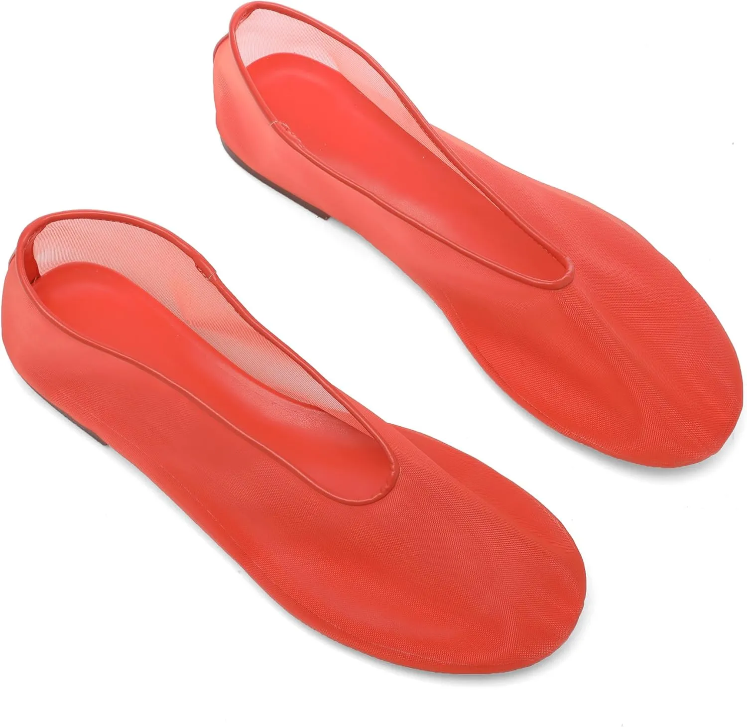 Mesh Ballet Flats for Women Round Toe Slip On Ballerina Mary Jane Shoes Tulle Comfortable Casual Dress Shoes