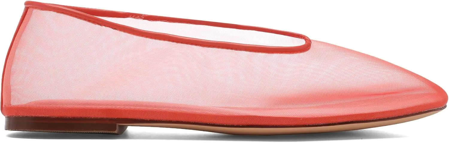 Mesh Ballet Flats for Women Round Toe Slip On Ballerina Mary Jane Shoes Tulle Comfortable Casual Dress Shoes