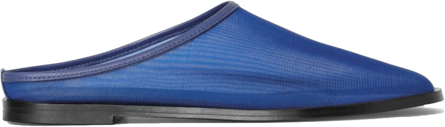 Mesh Mules Flats for Women Breathable Tulle Slip-On Round Toe Ballet Flats Summer Casual Shoes