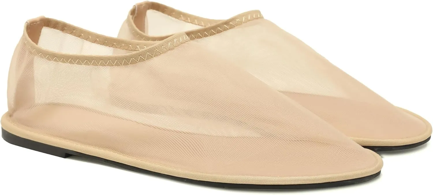 Mesh Sock Ballet Flats for Women Nylon Tulle Slip on Mary Jane Flats Sheer Comfortable Casual Dress Ballerina Shoes