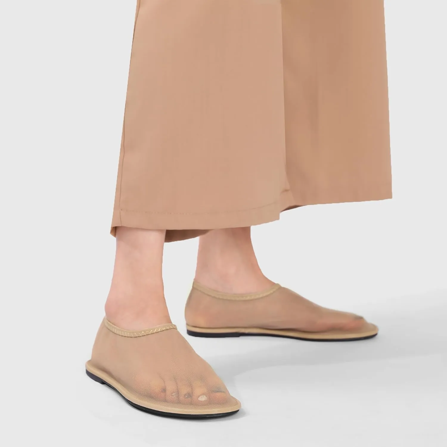 Mesh Sock Ballet Flats for Women Nylon Tulle Slip on Mary Jane Flats Sheer Comfortable Casual Dress Ballerina Shoes
