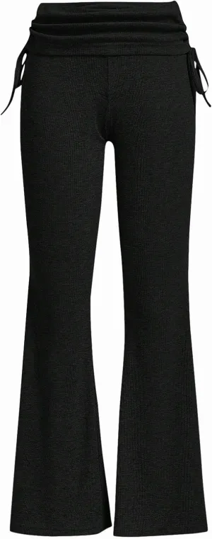 Milumia Women's Ruched Drawstring Flare Leggings Y2K Fold Over Bell Bottom Bootcut Yoga Pants
