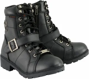 Milwaukee Leather MBL9326WP Women's Premium Black Leather Lace-Up Waterproof Motorcyle Rider Boots