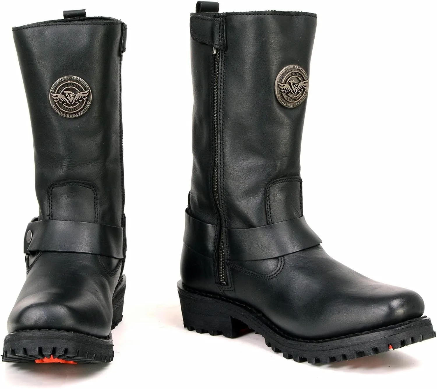 Milwaukee Leather MBL9360 Women's Black Leather 11-Inch Classic Harness Square Toe Motorcycle Boots