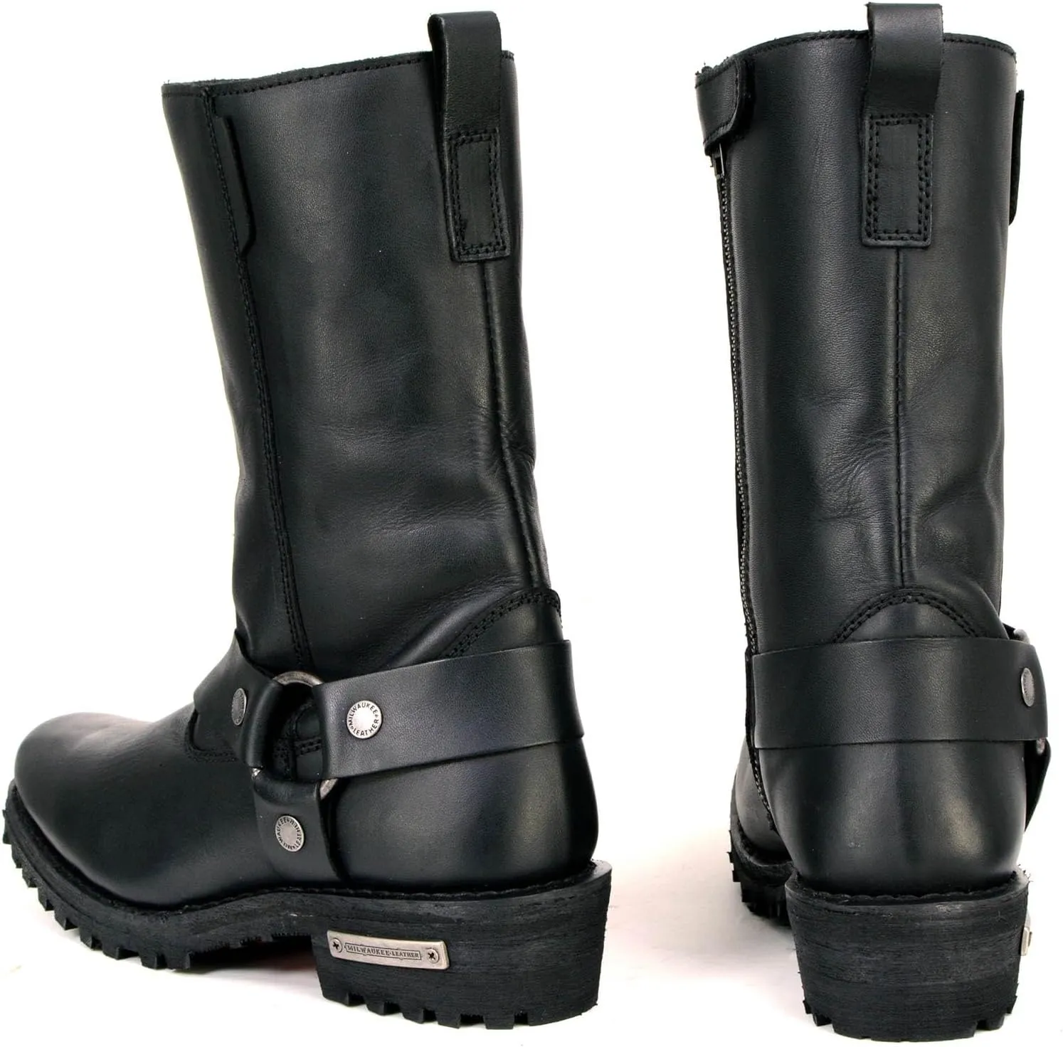 Milwaukee Leather MBL9360 Women's Black Leather 11-Inch Classic Harness Square Toe Motorcycle Boots
