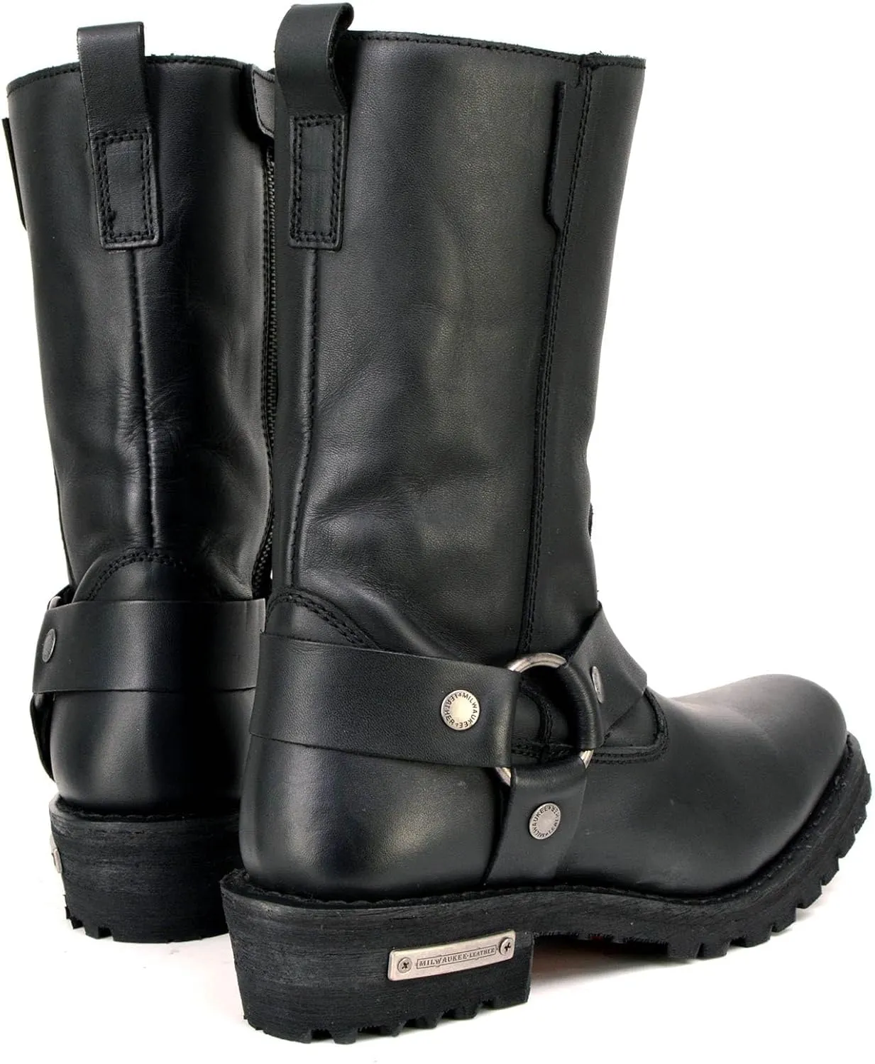 Milwaukee Leather MBL9360 Women's Black Leather 11-Inch Classic Harness Square Toe Motorcycle Boots