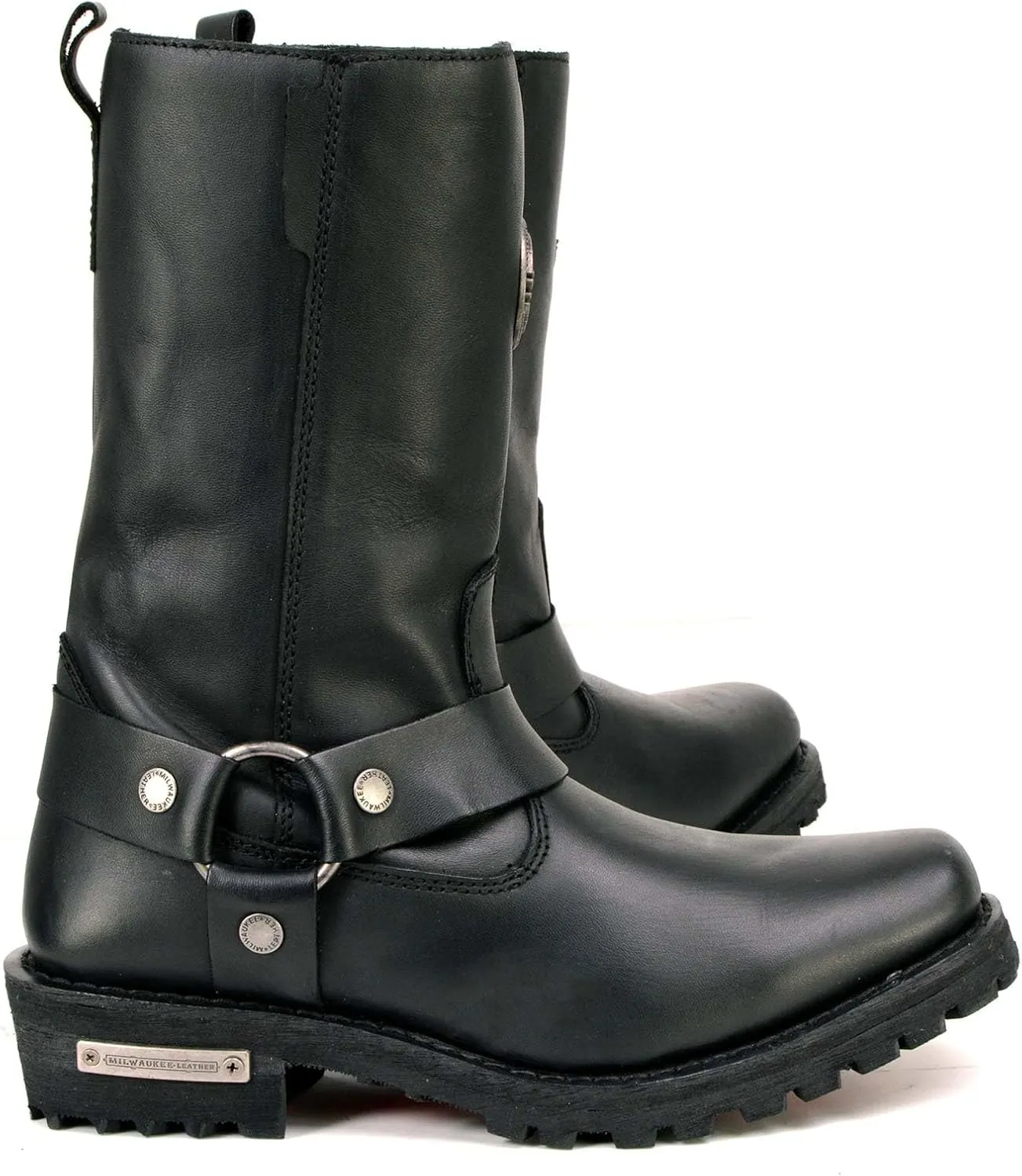 Milwaukee Leather MBL9360 Women's Black Leather 11-Inch Classic Harness Square Toe Motorcycle Boots