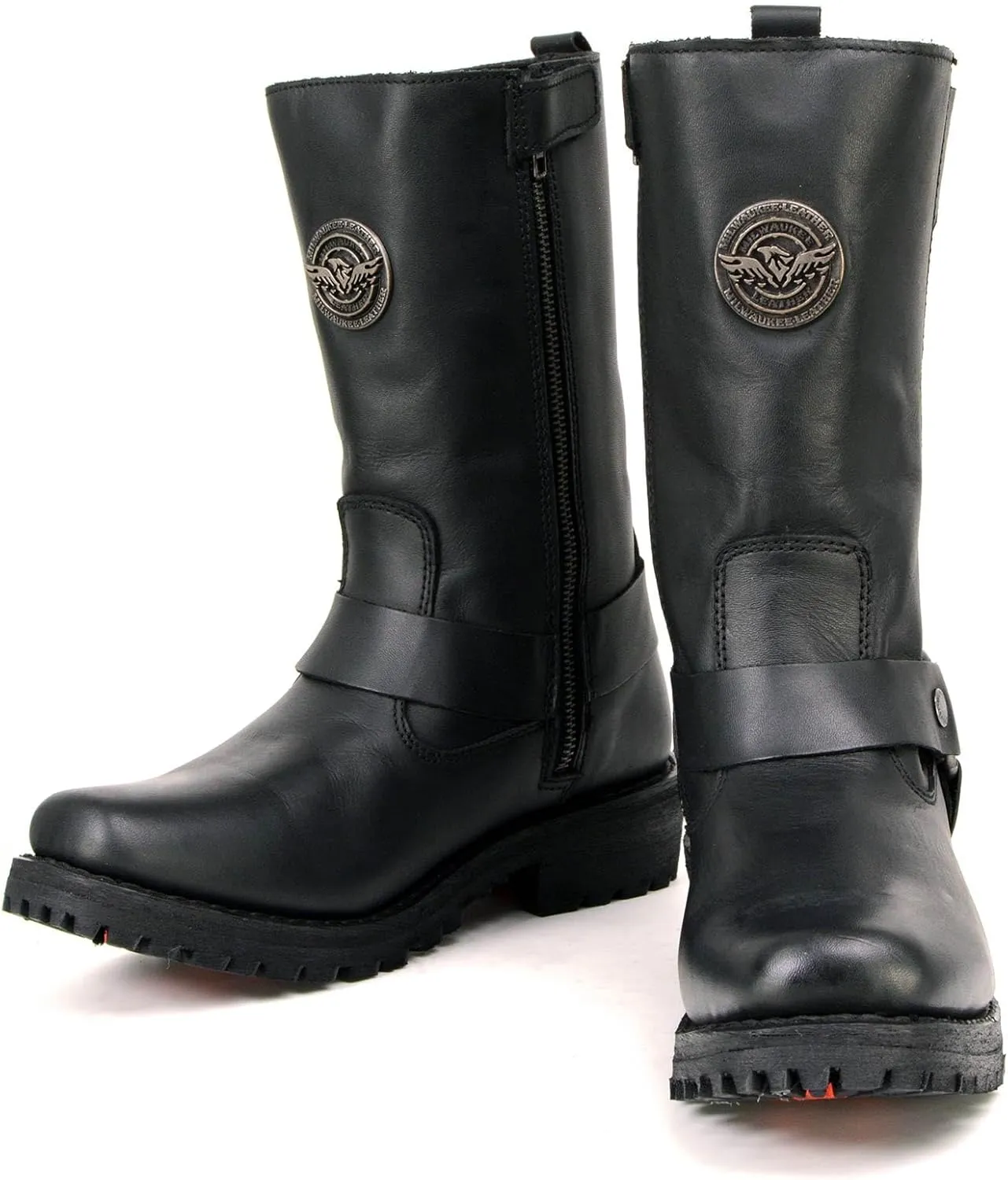 Milwaukee Leather MBL9360 Women's Black Leather 11-Inch Classic Harness Square Toe Motorcycle Boots