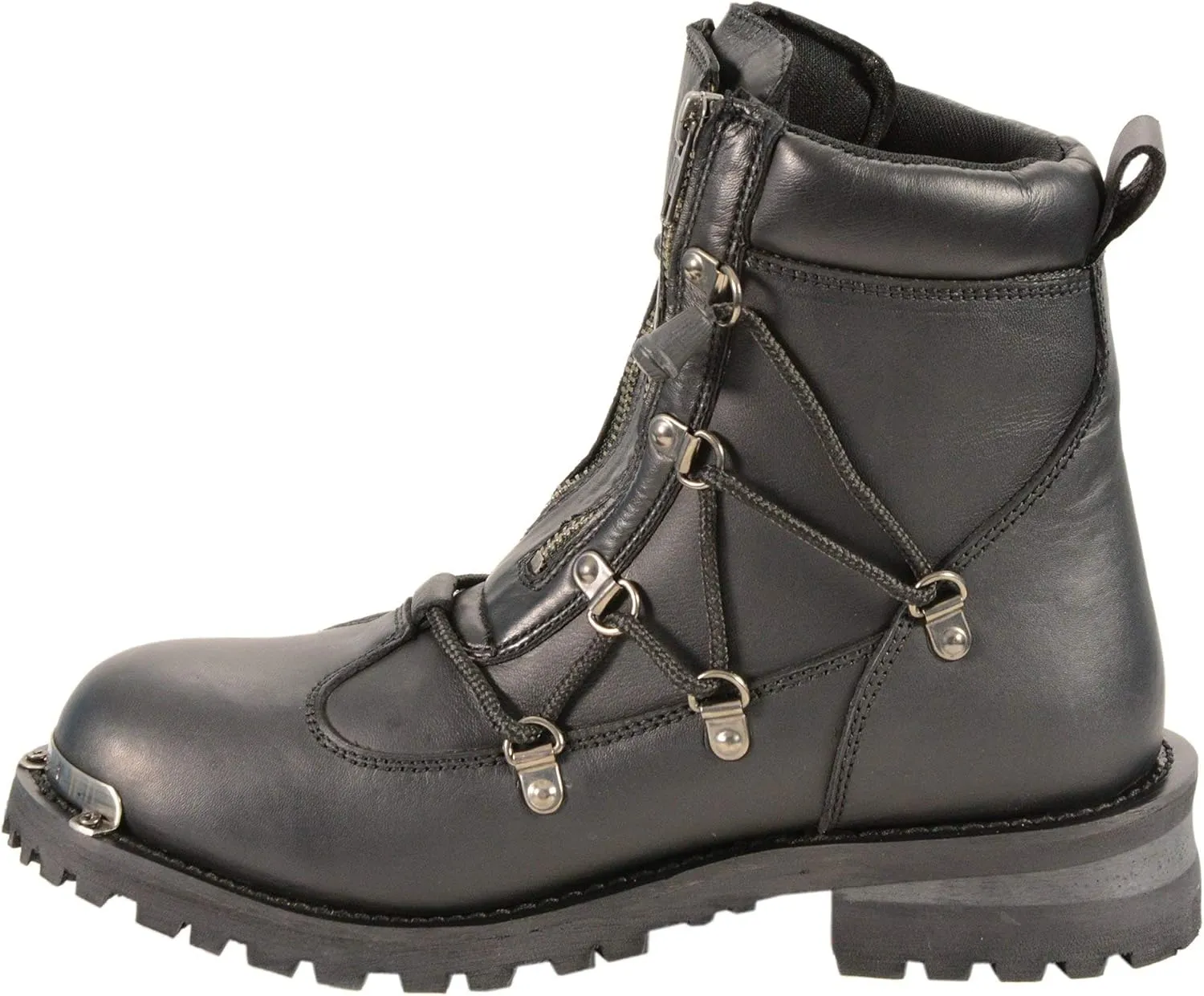 Milwaukee Leather MBL9375 Women's Premium Black Leather Diamond 6-Inch Twin Zipper Lock Motorccycle Riding Boots - 10.5