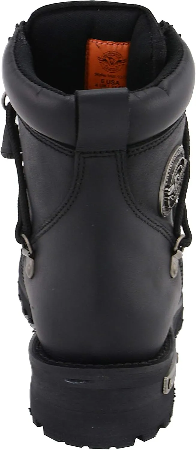 Milwaukee Leather MBL9375 Women's Premium Black Leather Diamond 6-Inch Twin Zipper Lock Motorccycle Riding Boots - 10.5