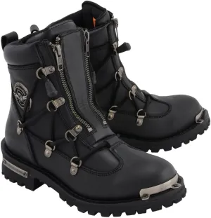Milwaukee Leather MBL9375 Women's Premium Black Leather Diamond 6-Inch Twin Zipper Lock Motorccycle Riding Boots - 10.5
