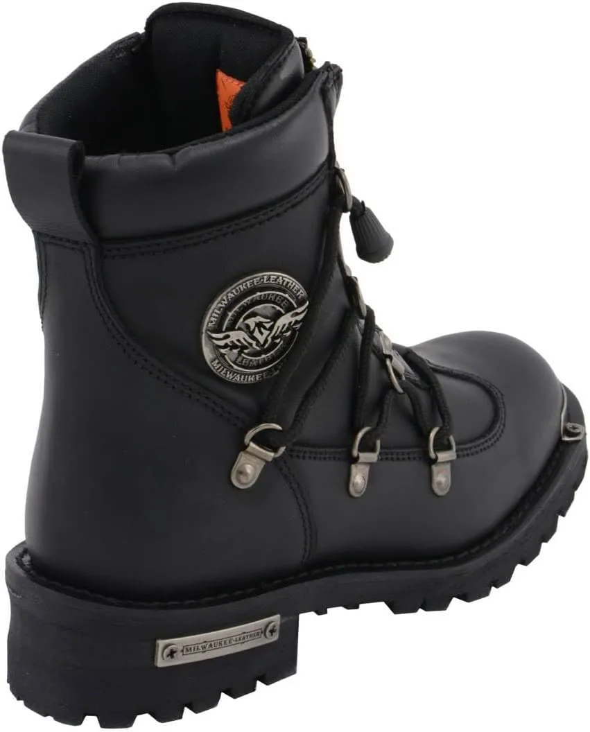 Milwaukee Leather MBL9375 Women's Premium Black Leather Diamond 6-Inch Twin Zipper Lock Motorccycle Riding Boots - 10.5