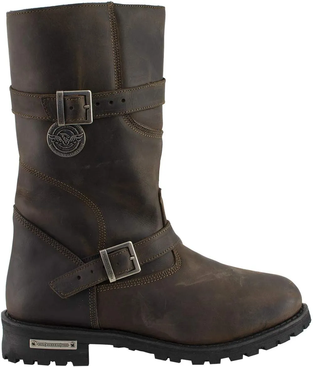Milwaukee Leather MBM9063 Men's Classic Distressed Brown Leather Motorcycle Engineer Riding Biker Boots - 10.5
