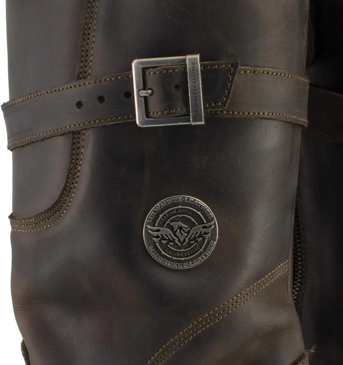 Milwaukee Leather MBM9063 Men's Classic Distressed Brown Leather Motorcycle Engineer Riding Biker Boots - 10.5