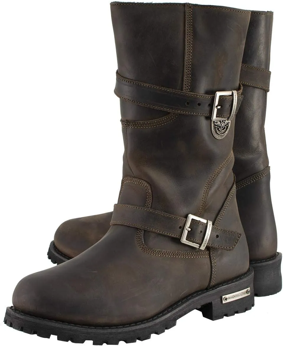 Milwaukee Leather MBM9063 Men's Classic Distressed Brown Leather Motorcycle Engineer Riding Biker Boots - 10.5