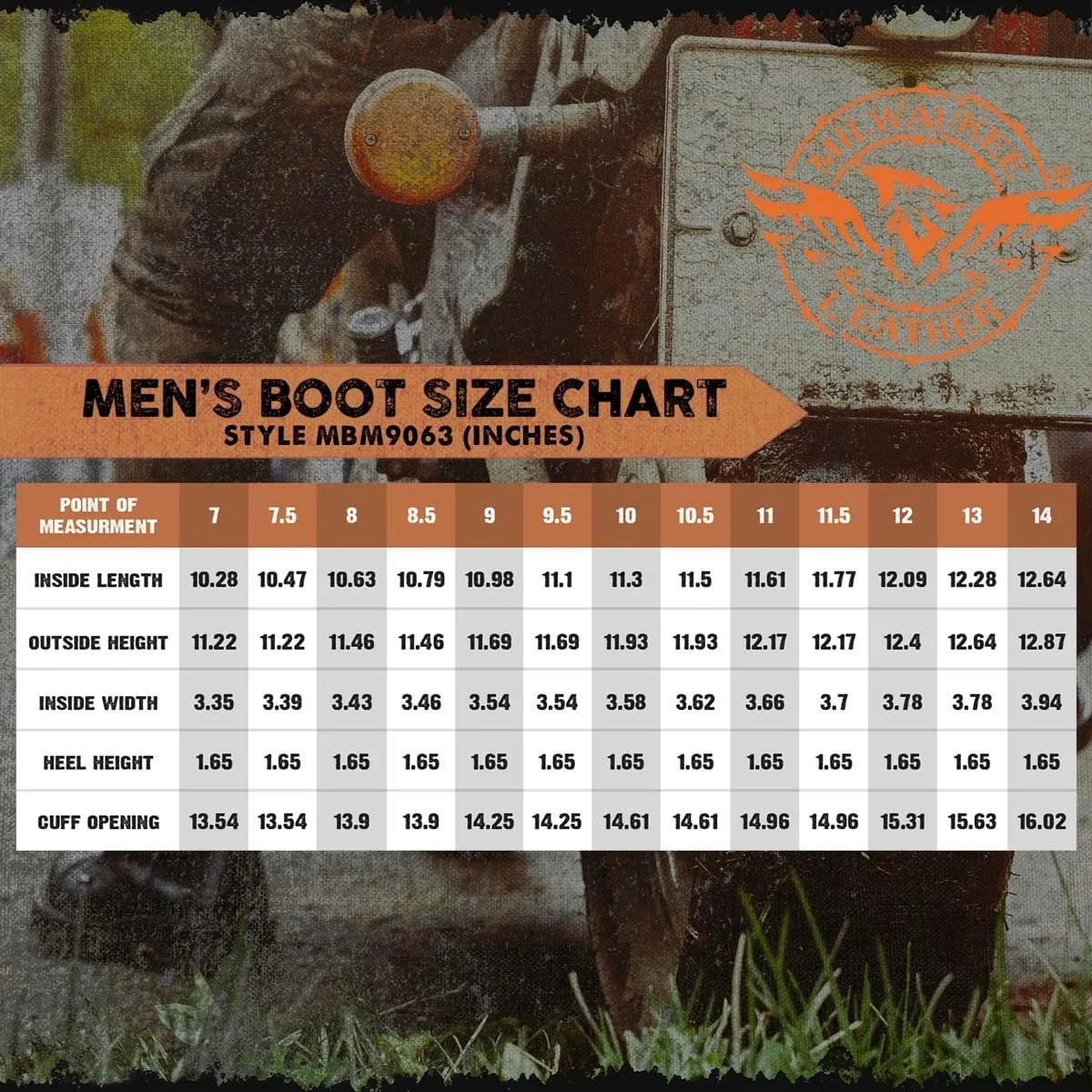 Milwaukee Leather MBM9063 Men's Classic Distressed Brown Leather Motorcycle Engineer Riding Biker Boots - 10.5