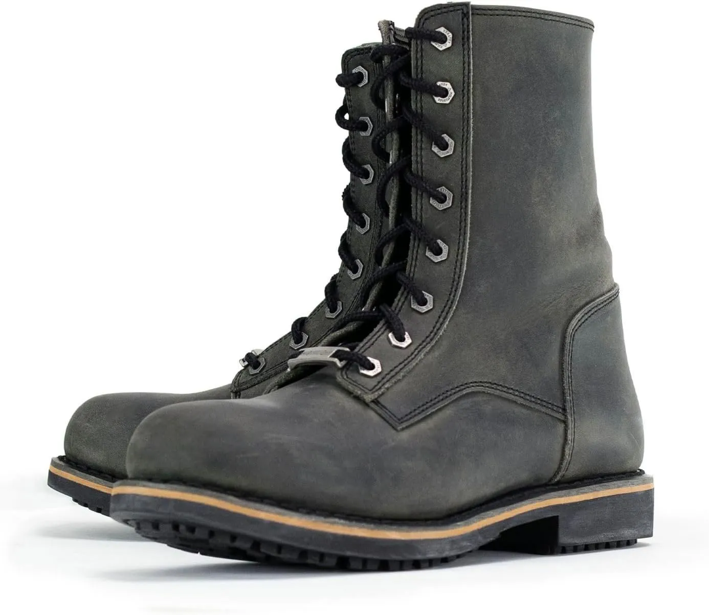 Milwaukee Leather MBM9065 Men's Antique Black Lace-Up High-Rise Boots - 10