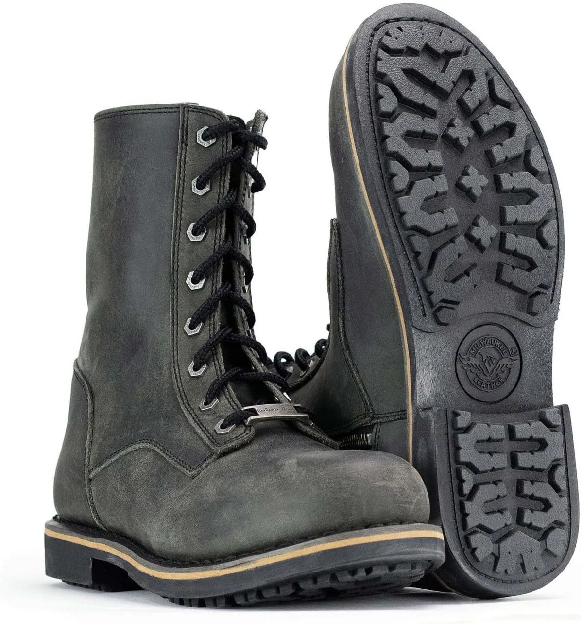 Milwaukee Leather MBM9065 Men's Antique Black Lace-Up High-Rise Boots - 10