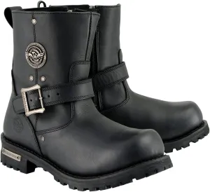 Milwaukee Leather Men's Black Leather Wide Width 6-inch Classic Engineer Motorcycle Boots w/Side Zipper MBM9040W - 11.5W